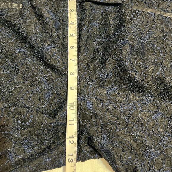 Chico's Black Label Pants Sz 2.5 Brocade Metallic Lace Trousers Navy Blue Dressy - Picture 8 of 10